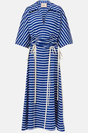 Plan C Abito midi in jersey di cotone a righe