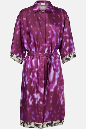 DRIES VAN NOTEN Abito chemisier in seta con stampa