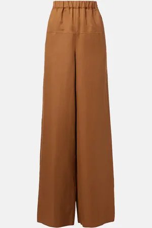 Max Mara Pantaloni a gamba larga Onore in twill di lino e seta