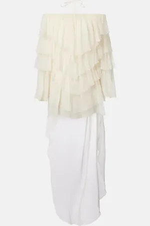 BLUMARINE Abito corto in seta a balze