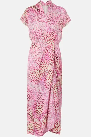 DRIES VAN NOTEN Abito midi in raso con stampa