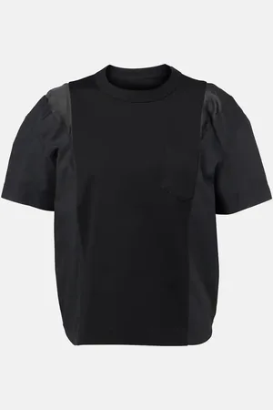 SACAI T-shirt in popeline e jersey di cotone
