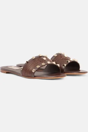 VALENTINO GARAVANI Sandali Rockstud in pelle e rafia