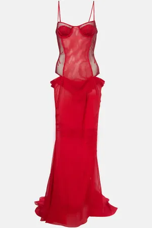 The Attico Abito bustier in chiffon con cut-out