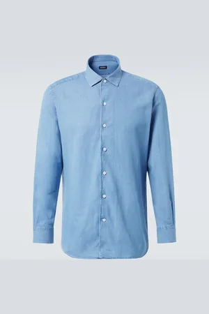 Ermenegildo Zegna Camicia di jeans in cotone e lino