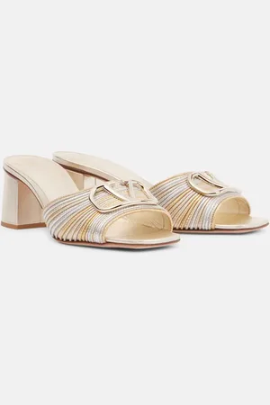 VALENTINO GARAVANI Mules VLogo in pelle metallizzata