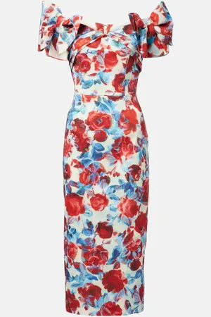 Rebecca Vallance Abito midi Fleurette in taffetà floreale