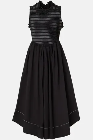 Ganni Abito midi in misto cotone