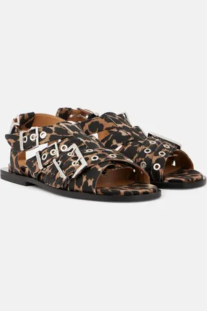 Ganni Sandali con stampa leopardata