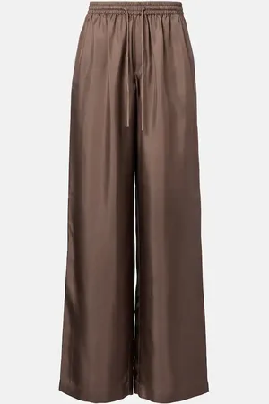 Rohe Róhe Pantaloni a gamba larga in raso di seta
