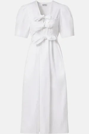 Ganni Abito midi in misto cotone