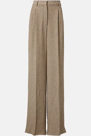 Loro Piana Pantaloni a gamba larga Nyack in crêpe chevron di lino
