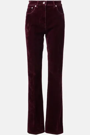Salvatore Ferragamo Pantaloni regular in velluto a vita media