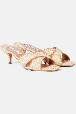 Aquazzura Mules Divine 50 in rafia con pelle