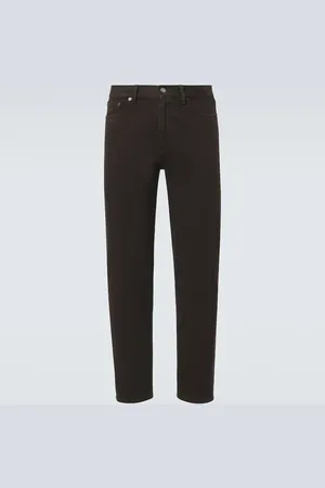 Ermenegildo Zegna Pantaloni regular in cotone con pelle