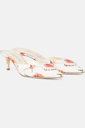 Manolo Blahnik Mules Kifatmu 50 in raso con stampa floreale