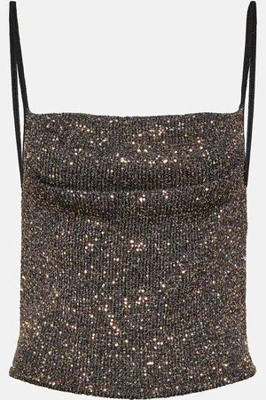 Altuzarra Top cropped Diaplo in maglia lamé