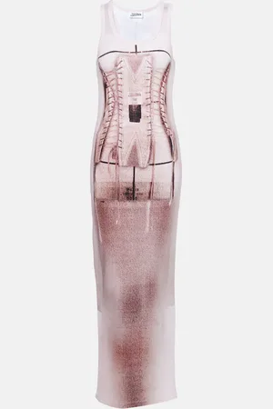 Jean Paul Gaultier Abito lungo in misto cotone Trompe l’oeil