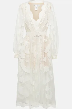 Oscar de la Renta Abito midi in pizzo di misto cotone