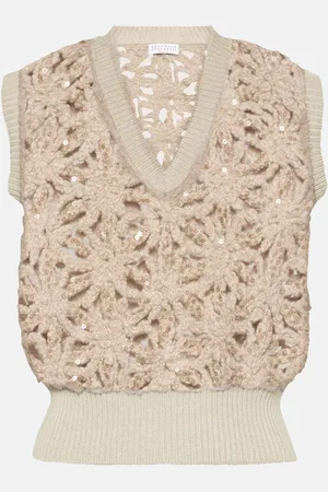 Brunello Cucinelli Gilet in misto lana con paillettes