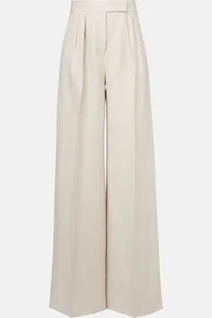 Max Mara Pantaloni Rauche a gamba larga in lino