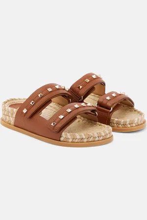VALENTINO GARAVANI Sandali Rockstud in pelle e rafia