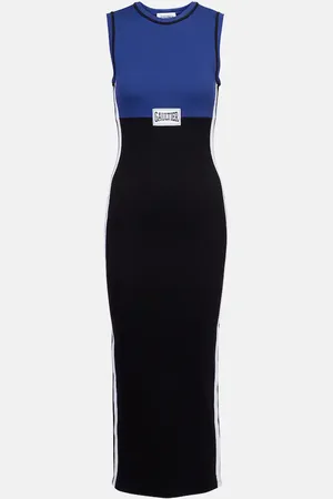 Jean Paul Gaultier Abito midi in misto cotone a coste