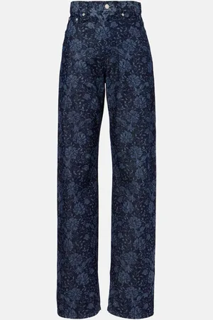 DRIES VAN NOTEN Jeans a gamba larga con stampa