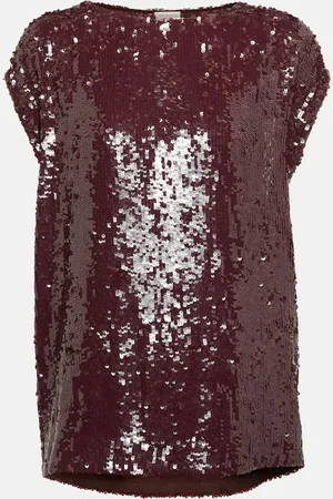 DRIES VAN NOTEN Top in jersey con paillettes