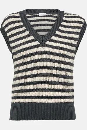 Brunello Cucinelli Gilet in cotone a righe