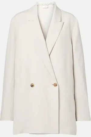 The Row Blazer doppiopetto Nat in seta e lino