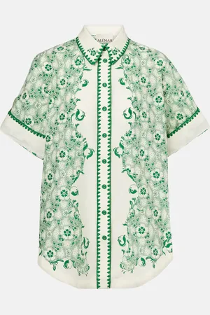 ALÉMAIS Alémais Camicia Olive in cotone e seta