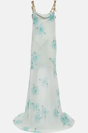 DRIES VAN NOTEN Abito lungo in chiffon di seta