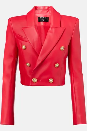 Balmain Giacca cropped in pelle