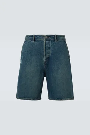 Jil Sander Shorts di jeans con pelle