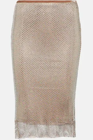 Sportmax Gonna midi Senior in mesh con cristalli