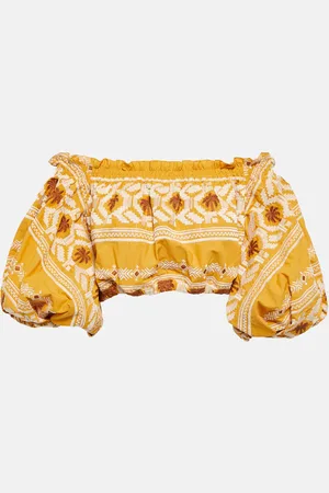 JOHANNA ORTIZ Top cropped Cañaveral in cotone