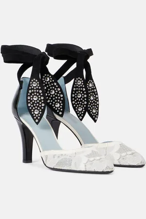 VALENTINO GARAVANI Pumps Foliefoliage 85 in pizzo e suede