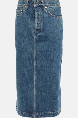 WARDROBE.NYC Gonna midi in jeans a vita alta