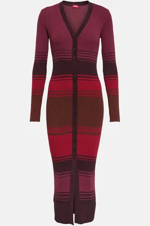 Staud Abito midi Shoko stile cardigan a righe