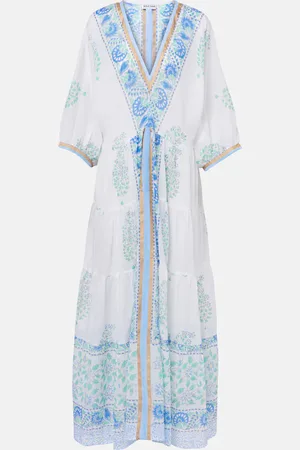 Juliet Dunn Abito lungo in cotone con stampa paisley