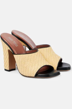 PARIS TEXAS Mules Ava 100 in rafia e pelle