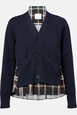 SACAI Cardigan in misto cotone a quadri