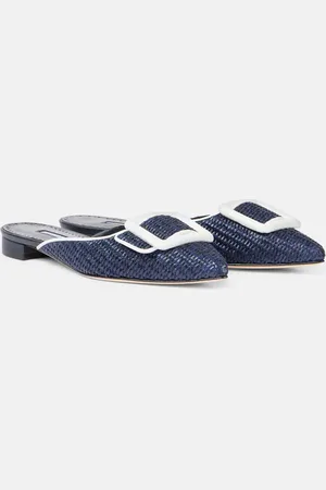 Manolo Blahnik Mules Maysale in rafia con pelle