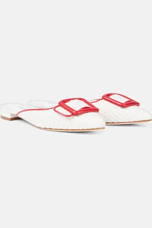 Manolo Blahnik Mules Maysale in rafia e pelle