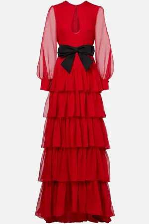 VALENTINO Abito lungo in chiffon di seta