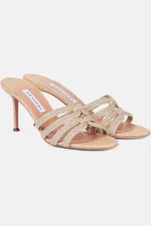 Aquazzura Mules Playita 75 effetto rafia