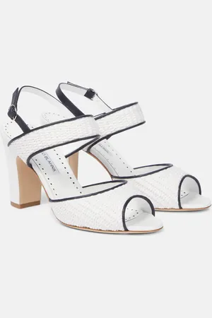 Manolo Blahnik Sandali slingback Khiko 90 in rafia con pelle