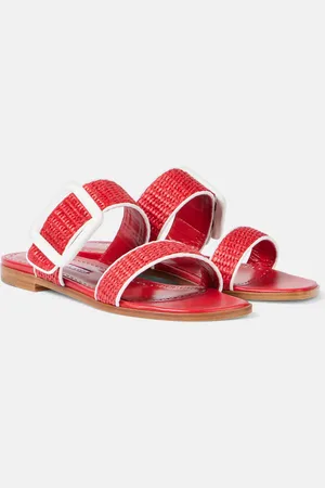 Manolo Blahnik Sandali Tituba in rafia con pelle