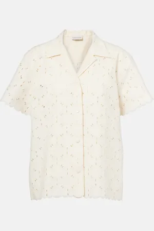 Moncler Camicia bowling in misto cotone sangallo